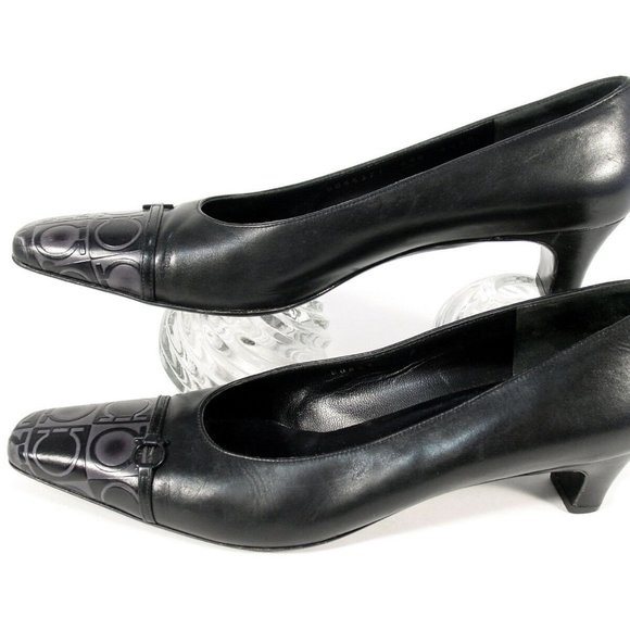 FERRAGAMO Stampato Gancini Horsebit Heel US 8.5 2A - Picture 3 of 8